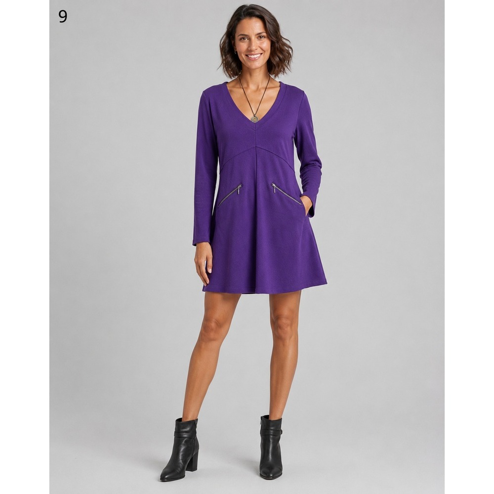 Athleta Dress Womens Small Purple‎ Cotton Modal Nylon Blend Zip Cuffs Pockets
